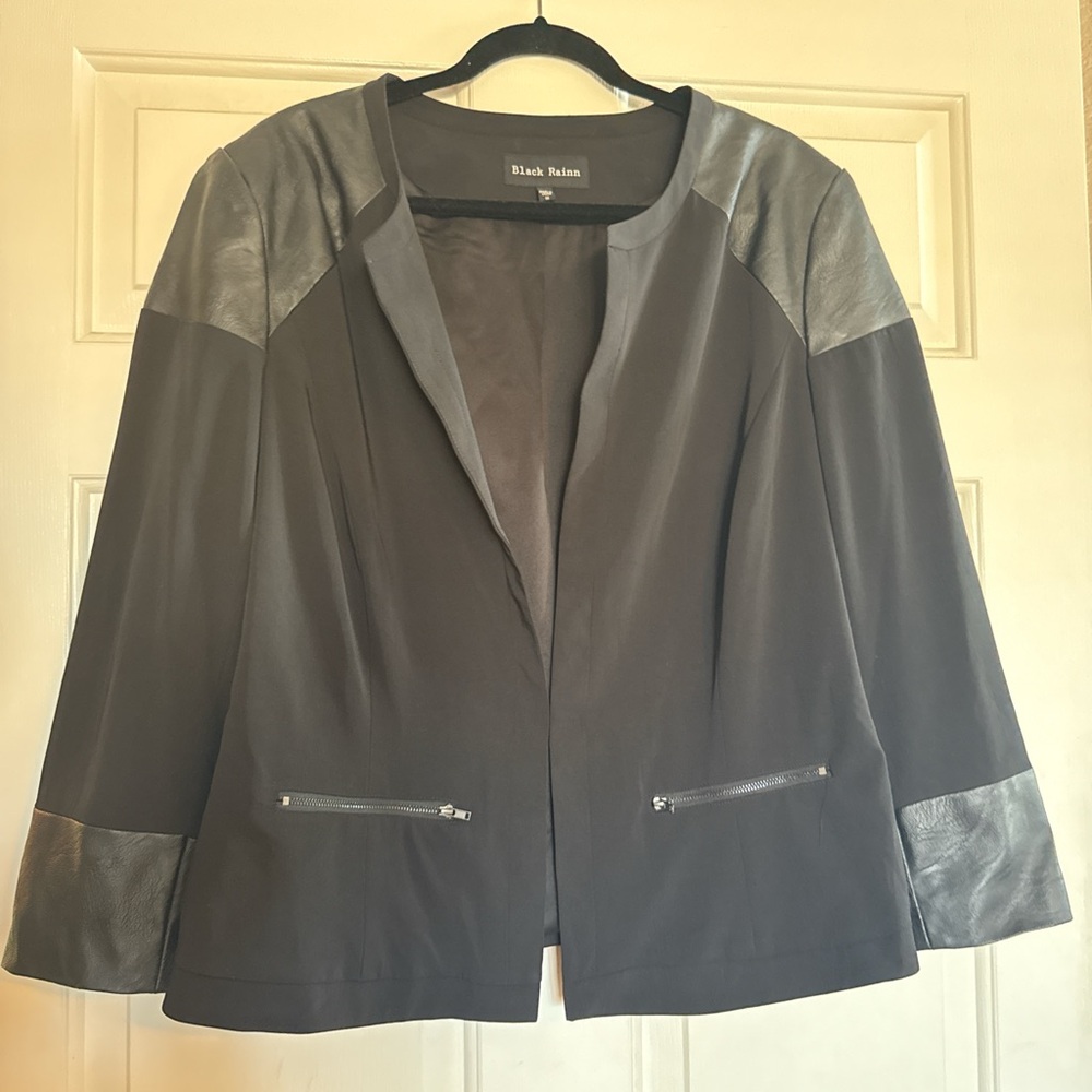 Black Rainn Women's Black and Faux Leather Jacket